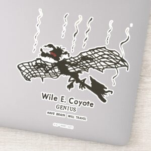 WILE_E._COYOTE™___Genius_-_Have_Brain_Will_Travel_Sticker_1 WILE E. COYOTE™ Genius Have Brain Will Travel Sticker