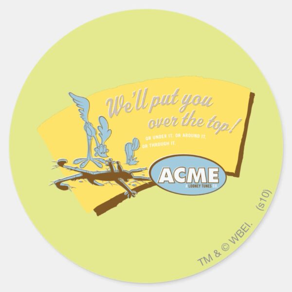 WILE_E._COYOTE™_and_ROAD_RUNNER™_Acme_Classic_Round_Sticker_1 WILE E. COYOTE™ And ROAD RUNNER™ Acme Classic Round Sticker