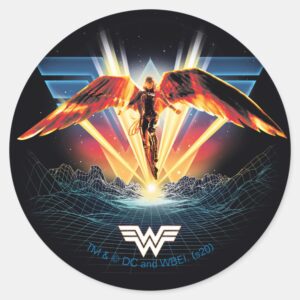 WW84___80's_Retrowave_Wonder_Woman_Graphic_Classic_Round_Sticker_1 WW84 80s Retrowave Wonder Woman Graphic Classic Round Sticker