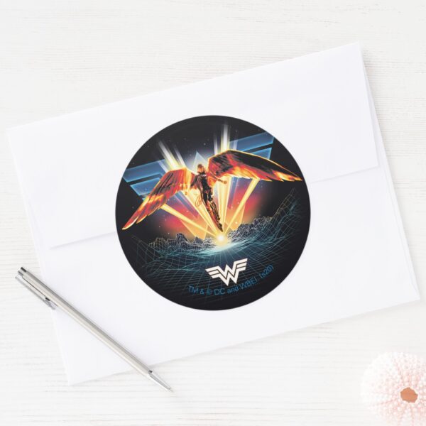 WW84___80's_Retrowave_Wonder_Woman_Graphic_Classic_Round_Sticker_3 WW84 80s Retrowave Wonder Woman Graphic Classic Round Sticker