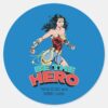 WW84___Be_The_Hero_Wonder_Woman_Retro_Comic_Art_Classic_Round_Sticker_1 WW84 Be The Hero Wonder Woman Retro Comic Art Classic Round Sticker