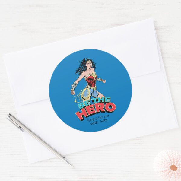 WW84___Be_The_Hero_Wonder_Woman_Retro_Comic_Art_Classic_Round_Sticker_3 WW84 Be The Hero Wonder Woman Retro Comic Art Classic Round Sticker