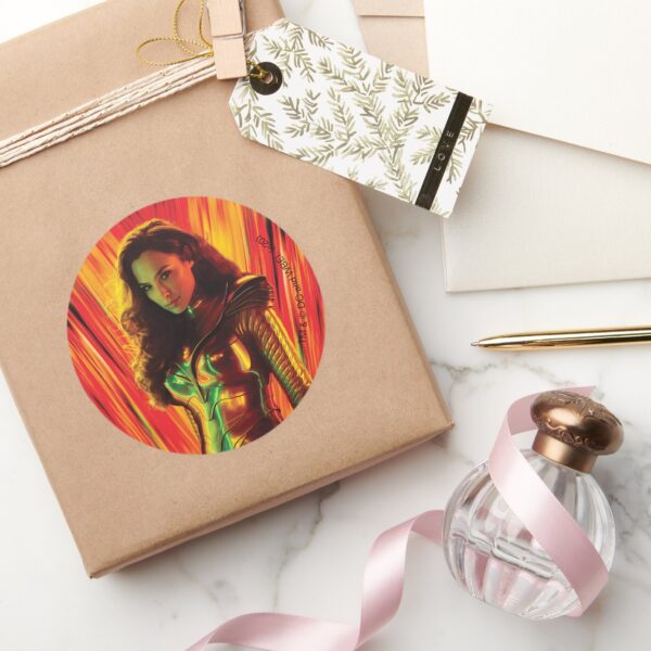 WW84___Red-Orange_Wonder_Woman_Kaleidoscope_Classic_Round_Sticker_5 WW84 Red Orange Wonder Woman Kaleidoscope Classic Round Sticker