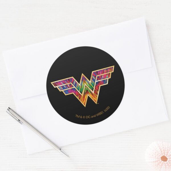 WW84___Wonder_Woman_Kaleidoscope_Logo_Classic_Round_Sticker_3 WW84 Wonder Woman Kaleidoscope Logo Classic Round Sticker