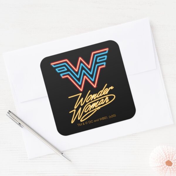 WW84___Wonder_Woman_Neon_Light_Logo_Square_Sticker_3 WW84 Wonder Woman Neon Light Logo Square Sticker