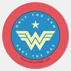 WW84 Wonder Woman Only You Can Save The Day Classic Round Sticker