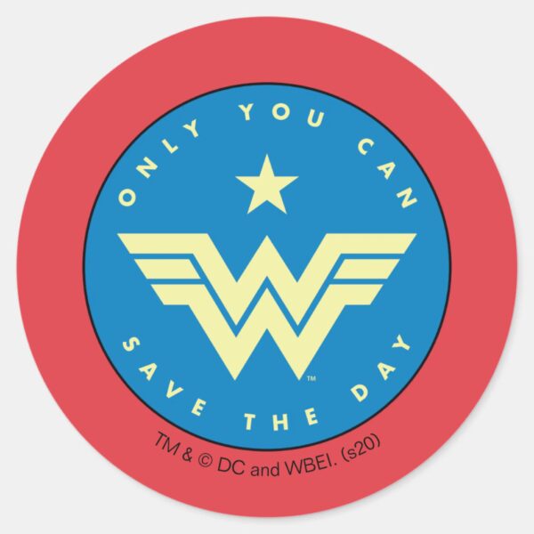 WW84___Wonder_Woman_Only_You_Can_Save_The_Day_Classic_Round_Sticker_1 WW84 Wonder Woman Only You Can Save The Day Classic Round Sticker