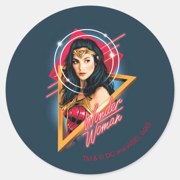 WW84___Wonder_Woman_Retrowave_Character_Badge_Classic_Round_Sticker_1 WW84 Wonder Woman Retrowave Character Badge Classic Round Sticker