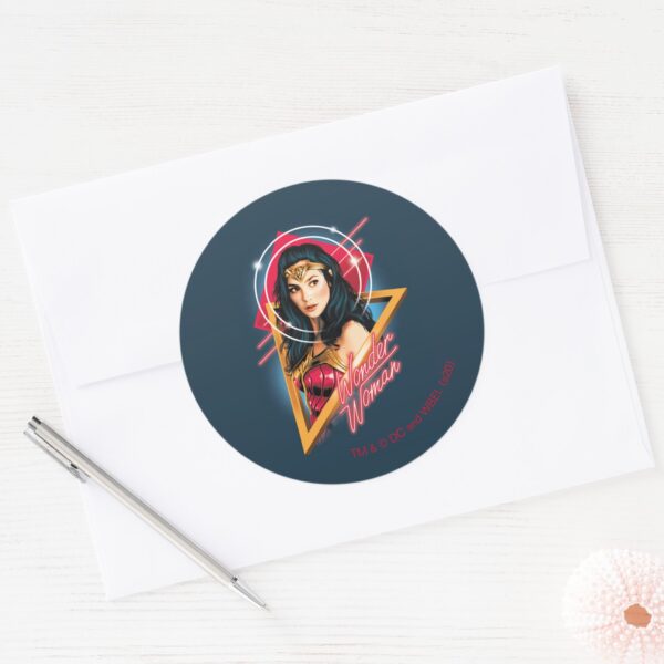 WW84___Wonder_Woman_Retrowave_Character_Badge_Classic_Round_Sticker_3 WW84 Wonder Woman Retrowave Character Badge Classic Round Sticker