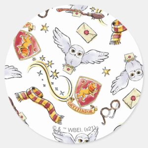 Watercolor GRYFFINDOR™ Hedwig Pattern Classic Round Sticker