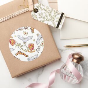 Watercolor GRYFFINDOR™ Hedwig Pattern Classic Round Sticker