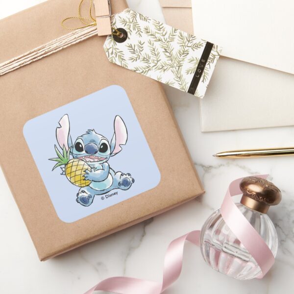 Watercolor Stitch Holding Pineapple Square Sticker