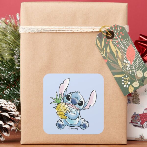 Watercolor Stitch Holding Pineapple Square Sticker