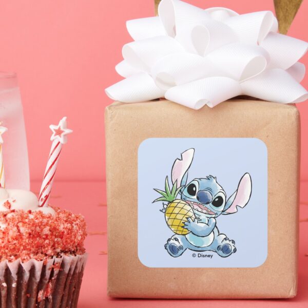 Watercolor Stitch Holding Pineapple Square Sticker