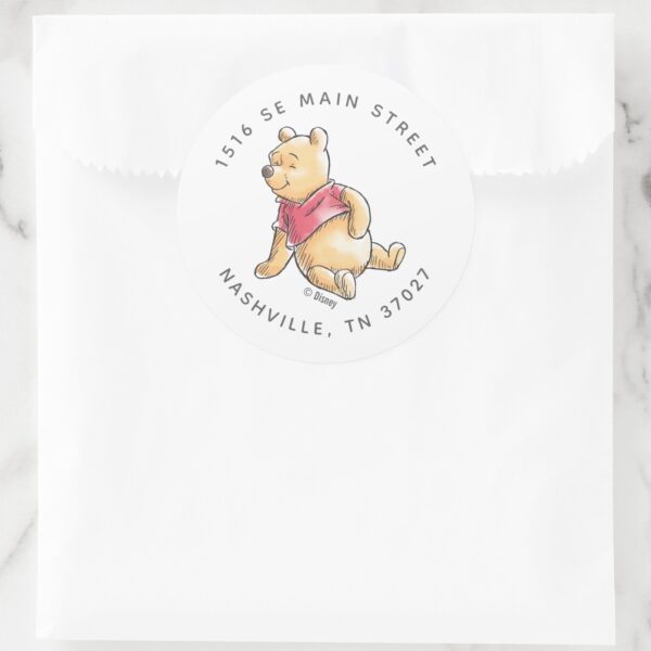 Watercolor_Winnie_the_Pooh_Baby_Shower_Address_Classic_Round_Sticker_6 Watercolor Winnie The Pooh Baby Shower Address Classic Round Sticker