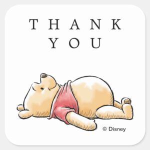 Watercolor Winnie The Pooh Pals Birthday Square Sticker