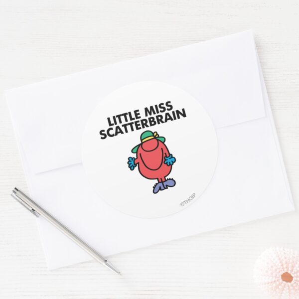 Waving_Little_Miss_Scatterbrain_Classic_Round_Sticker_3 Waving Little Miss Scatterbrain Classic Round Sticker