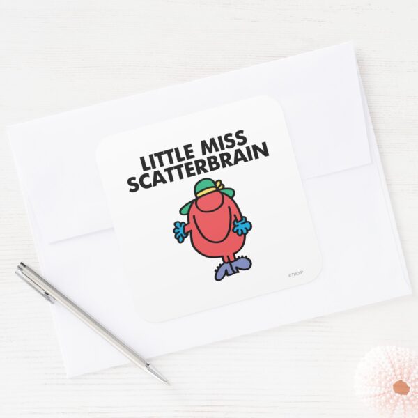 Waving_Little_Miss_Scatterbrain_Square_Sticker_3 Waving Little Miss Scatterbrain Square Sticker