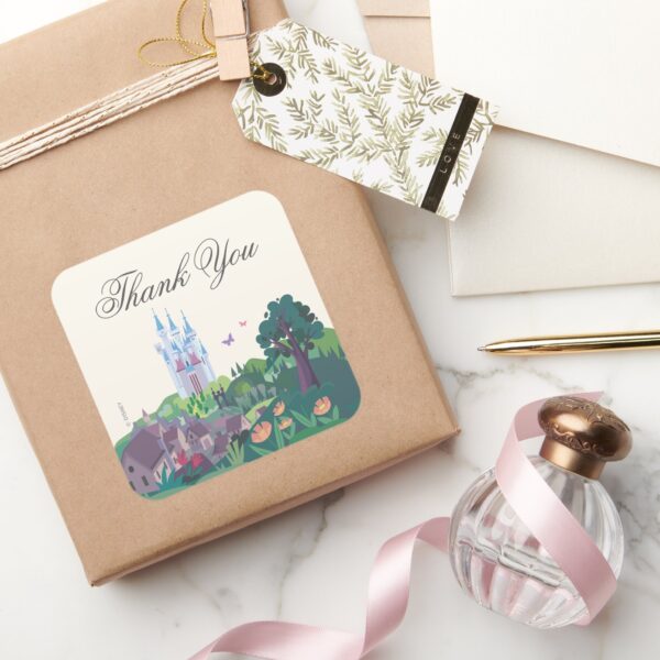 Whimsical_Cinderella_Castle_Baby_Shower_Thank_You_Square_Sticker_6 Whimsical Cinderella Castle Baby Shower Thank You Square Sticker