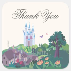 Whimsical Cinderella Castle Birthday Thank You Square Sticker