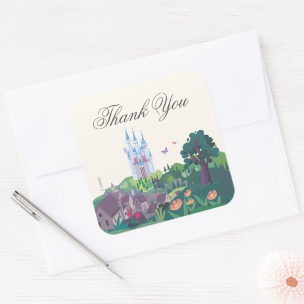 Whimsical_Cinderella_Castle_Birthday_Thank_You_Square_Sticker_4 Whimsical Cinderella Castle Birthday Thank You Square Sticker