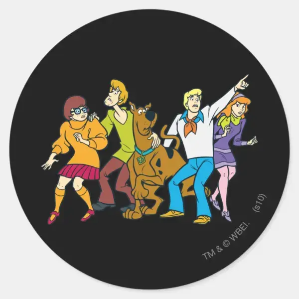 Whole Gang 13 Mystery Inc Classic Round Sticker