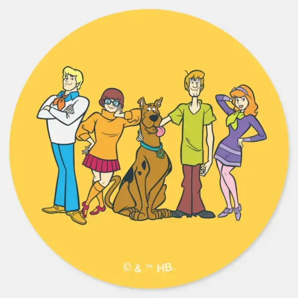 Whole_Gang_14_Mystery_Inc_Classic_Round_Sticker_1 Whole Gang 14 Mystery Inc Classic Round Sticker
