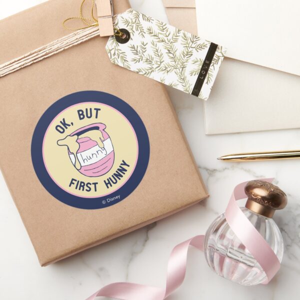 Winnie_The_Pooh___OK,_But_First_Hunny_Classic_Round_Sticker_5 Winnie The Pooh OK But First Hunny Classic Round Sticker