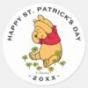 Winnie The Pooh Shamrock St. Patricks Day Classic Round Sticker