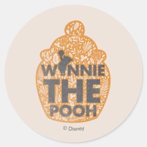 Winnie The Pooh Floral Hunny Pot Classic Round Sticker