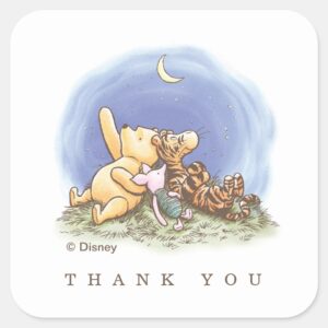 Winnie The Pooh Over The Moon Baby Shower Square Sticker