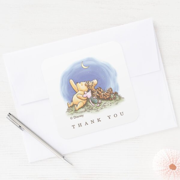 Winnie_the_Pooh_Over_the_Moon___Baby_Shower_Square_Sticker_4 Winnie The Pooh Over The Moon Baby Shower Square Sticker