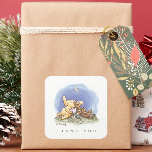 Winnie_the_Pooh_Over_the_Moon___Baby_Shower_Square_Sticker_7 Winnie The Pooh Over The Moon Baby Shower Square Sticker