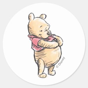 Winnie The Pooh Watercolor Baby Shower Classic Round Sticker