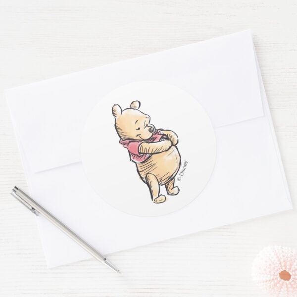 Winnie_the_Pooh_Watercolor___Baby_Shower_Classic_Round_Sticker_5 Winnie The Pooh Watercolor Baby Shower Classic Round Sticker