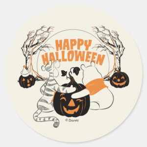 Winnie_the_Pooh_&_Eeyore___Happy_Halloween_Classic_Round_Sticker_1 Winnie The Pooh Eeyore Happy Halloween Classic Round Sticker