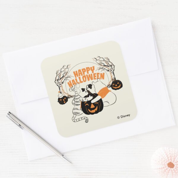 Winnie_the_Pooh_&_Eeyore___Happy_Halloween_Square_Sticker_3 Winnie The Pooh Eeyore Happy Halloween Square Sticker