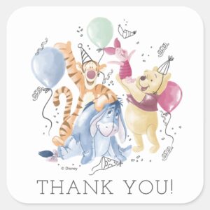 Winnie The Pooh Pals Balloons Thank You Square Sticker
