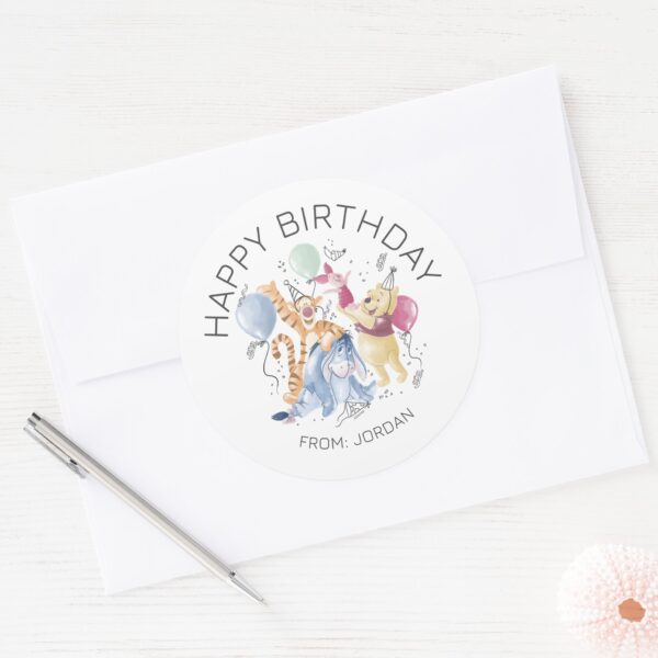 Winnie_the_Pooh_&_Pals___Happy_Birthday_Gift_Classic_Round_Sticker_3 Winnie The Pooh Pals Happy Birthday Gift Classic Round Sticker
