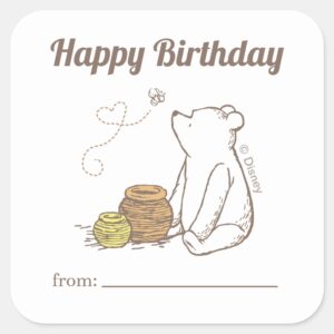Winnie The Pooh A Gift From Birthday Square Sticker