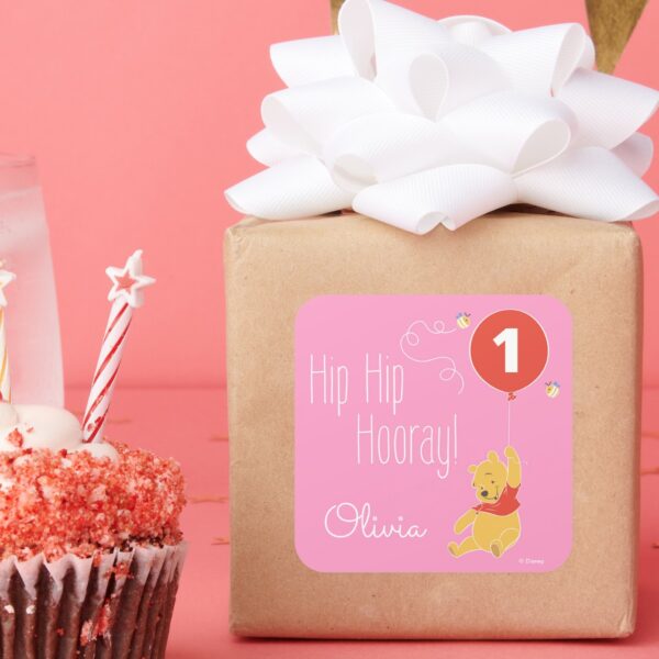 Winnie_the_Pooh___Baby_Girl_-_First_Birthday_Square_Sticker_6 Winnie The Pooh Baby Girl First Birthday Square Sticker
