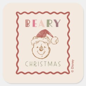 Winnie_the_Pooh___Beary_Christmas_Square_Sticker_1 Winnie The Pooh Beary Christmas Square Sticker
