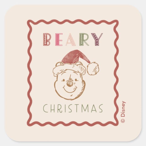 Winnie_the_Pooh___Beary_Christmas_Square_Sticker_1 Winnie The Pooh Beary Christmas Square Sticker