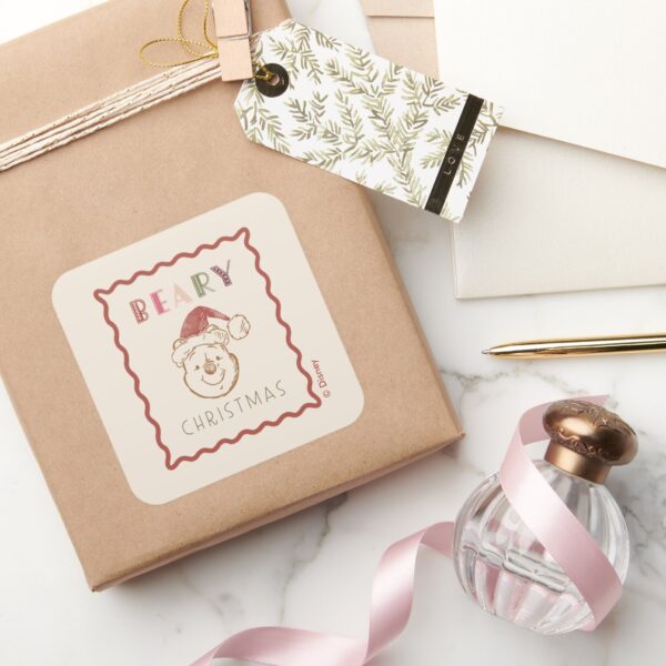 Winnie_the_Pooh___Beary_Christmas_Square_Sticker_5 Winnie The Pooh Beary Christmas Square Sticker