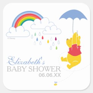 Winnie The Pooh Boy Baby Shower Square Sticker