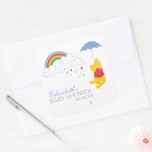 Winnie_the_Pooh___Boy_Baby_Shower_Square_Sticker_4 Winnie The Pooh Boy Baby Shower Square Sticker