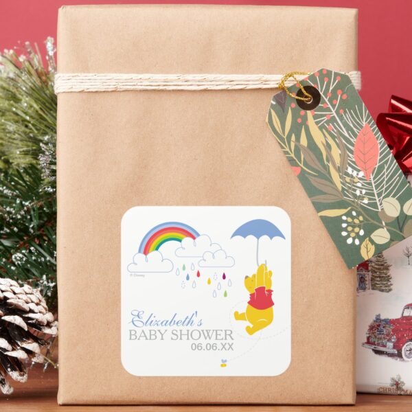 Winnie_the_Pooh___Boy_Baby_Shower_Square_Sticker_7 Winnie The Pooh Boy Baby Shower Square Sticker
