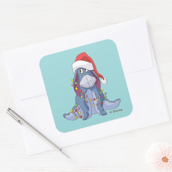 Winnie The Pooh Eeyore Santa Claus Square Sticker