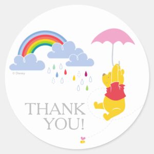 Winnie The Pooh Girl Baby Shower Thank You Classic Round Sticker