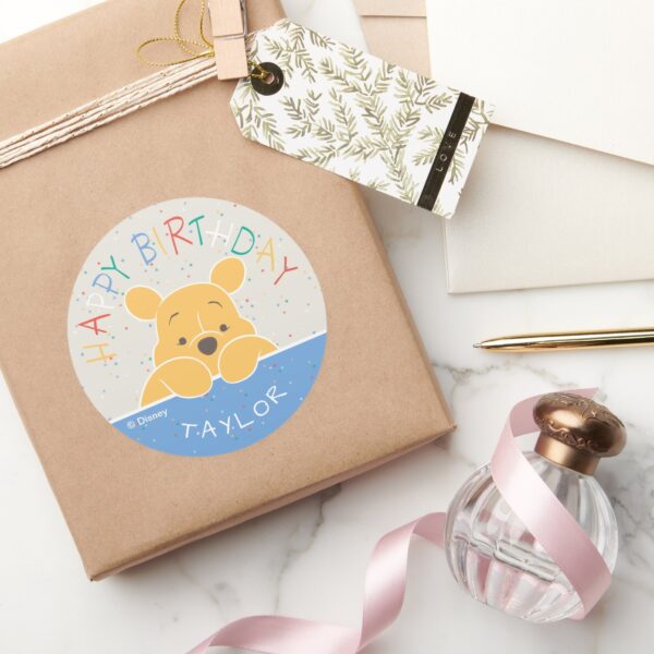 Winnie_the_Pooh___Happy_Birthday_Classic_Round_Sticker_5 Winnie The Pooh Happy Birthday Classic Round Sticker